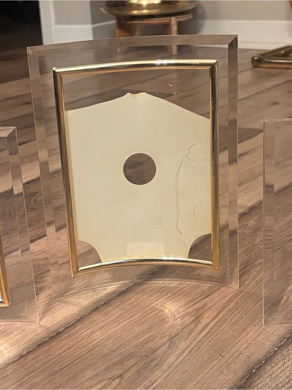 Set of 3 Vintage Clear Acrylic Picture Frame with Gold Accent - Home Accents